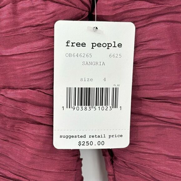 Free People Look of Love Sangria Ruched Bodycon Dress Burgundy Size 4 NWT - Picture 8 of 14